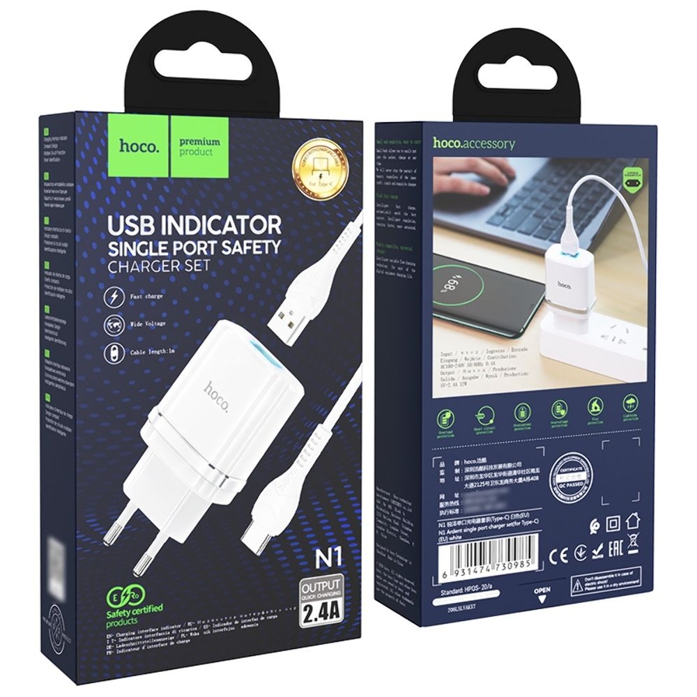������� �������� ���������� Hoco N1, 1 USB, �����, � ������� Type-C