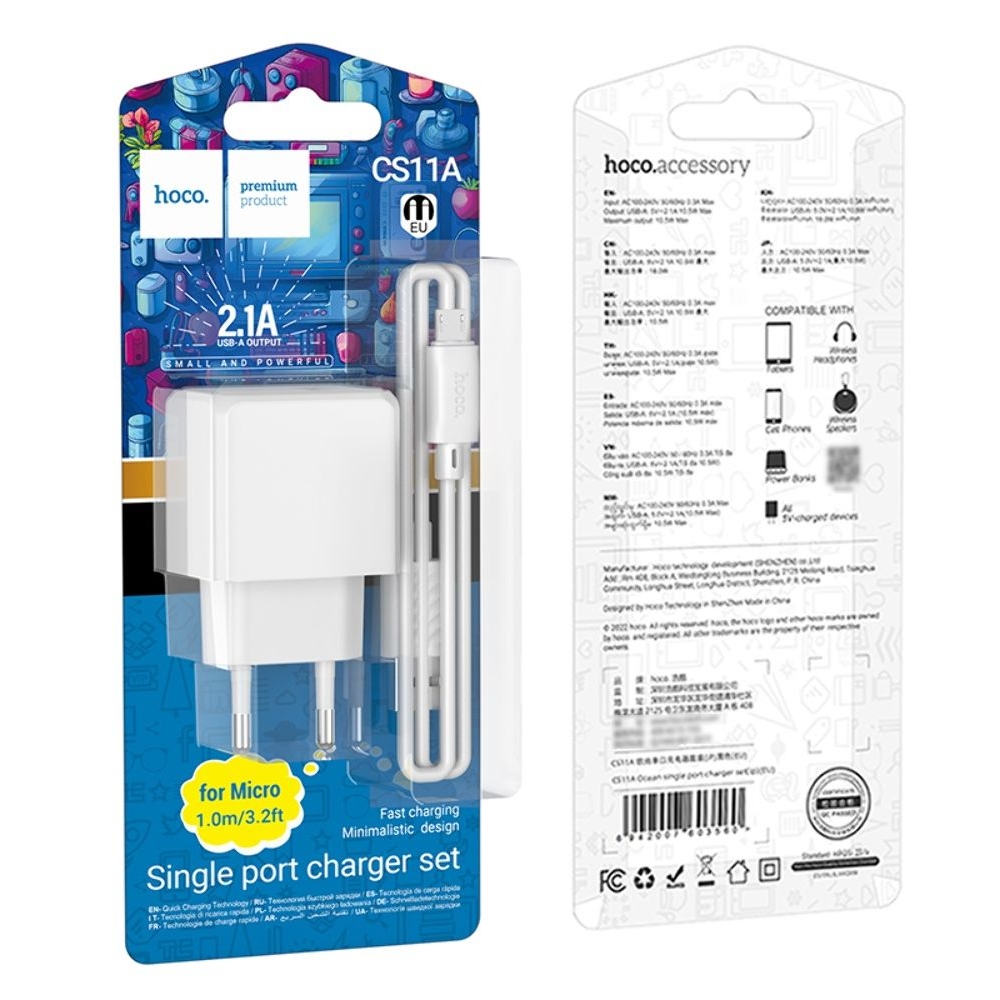 ������� �������� ���������� Hoco CS11A, USB, �����, � ������� USB �� MicroUSB