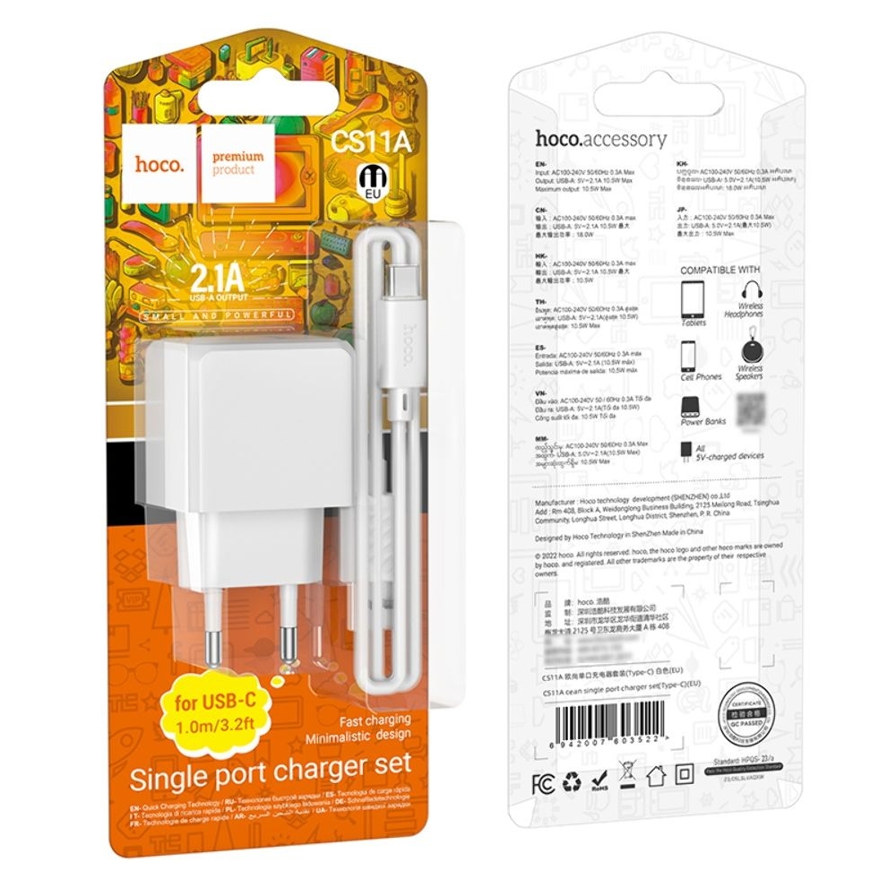 ������� �������� ���������� Hoco CS11A, USB, �����, � ������� USB �� Type-C