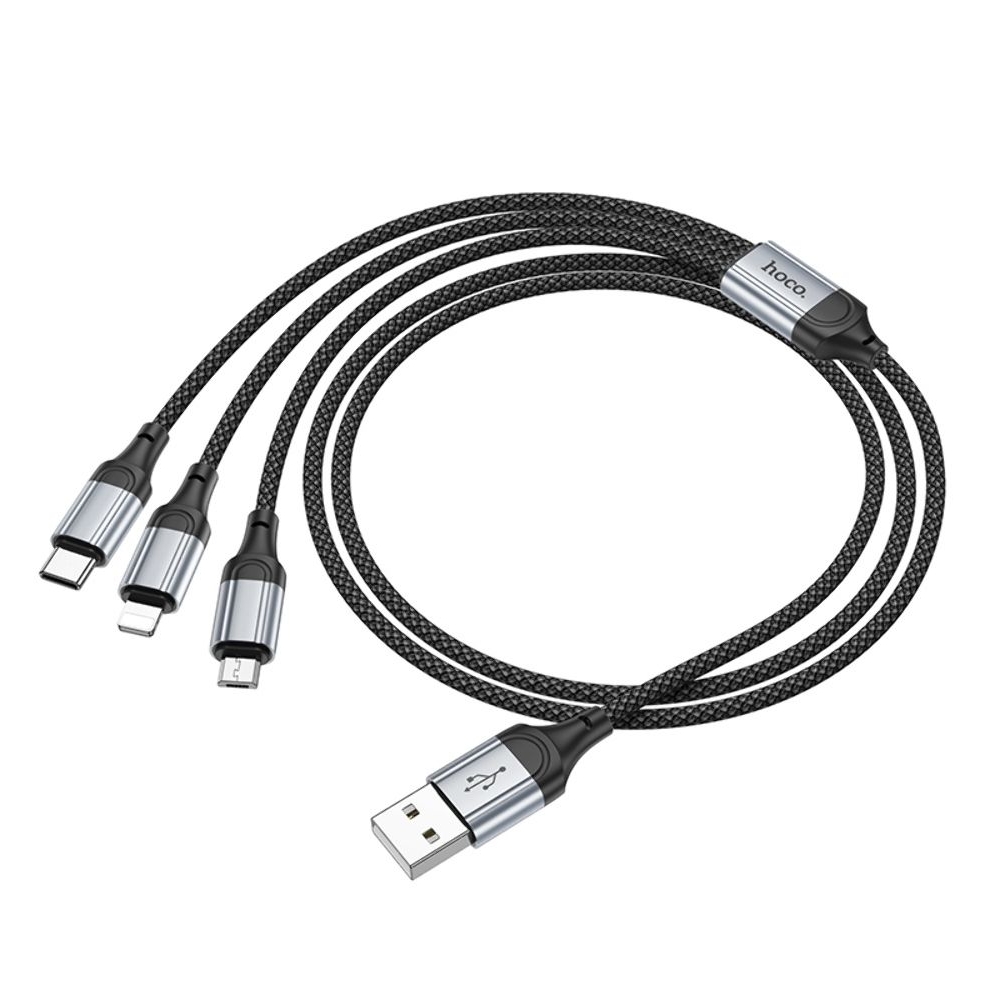 USB-������ Hoco X102, 3 � 1, Lightning, Type-C, Micro-USB, 100 ��, ������, ������ ��� �������, ����� �������� ������ ��������