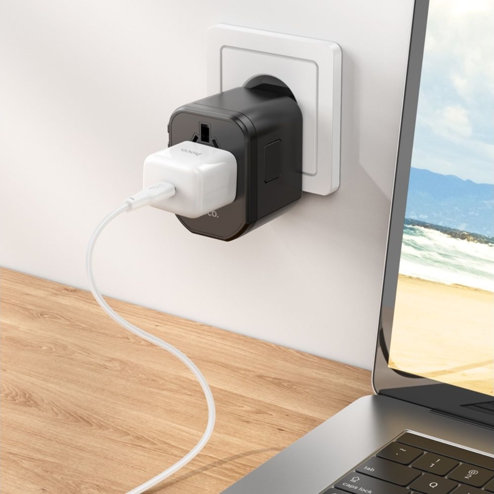 ������� �������� ���������� Hoco AC15, 2 USB, Type-C, ������