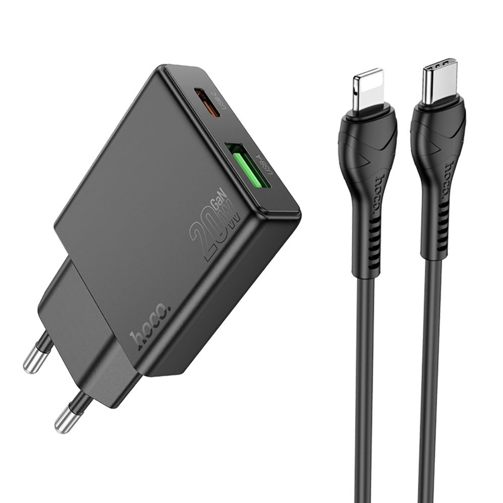 ������� �������� ���������� Hoco N38 USB/ Type-C, Quick Charge, PowerDelivery, � ������� Type-C �� Lightning, ������
