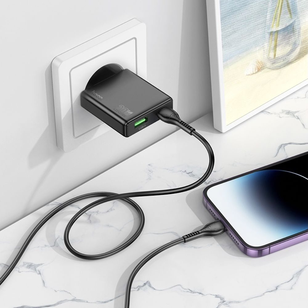 ������� �������� ���������� Hoco N38 USB/ Type-C, Quick Charge, PowerDelivery, � ������� Type-C �� Lightning, ������