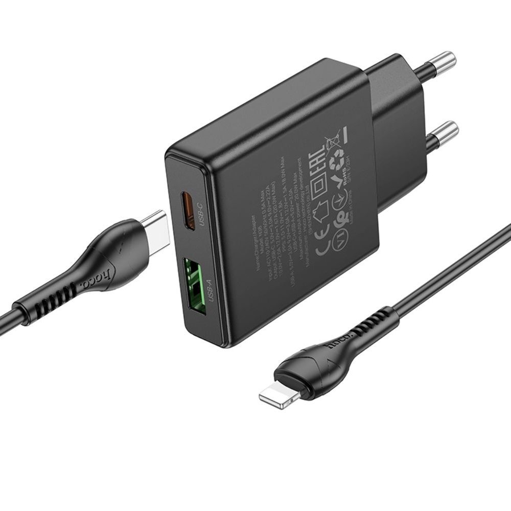 ������� �������� ���������� Hoco N38 USB/ Type-C, Quick Charge, PowerDelivery, � ������� Type-C �� Lightning, ������