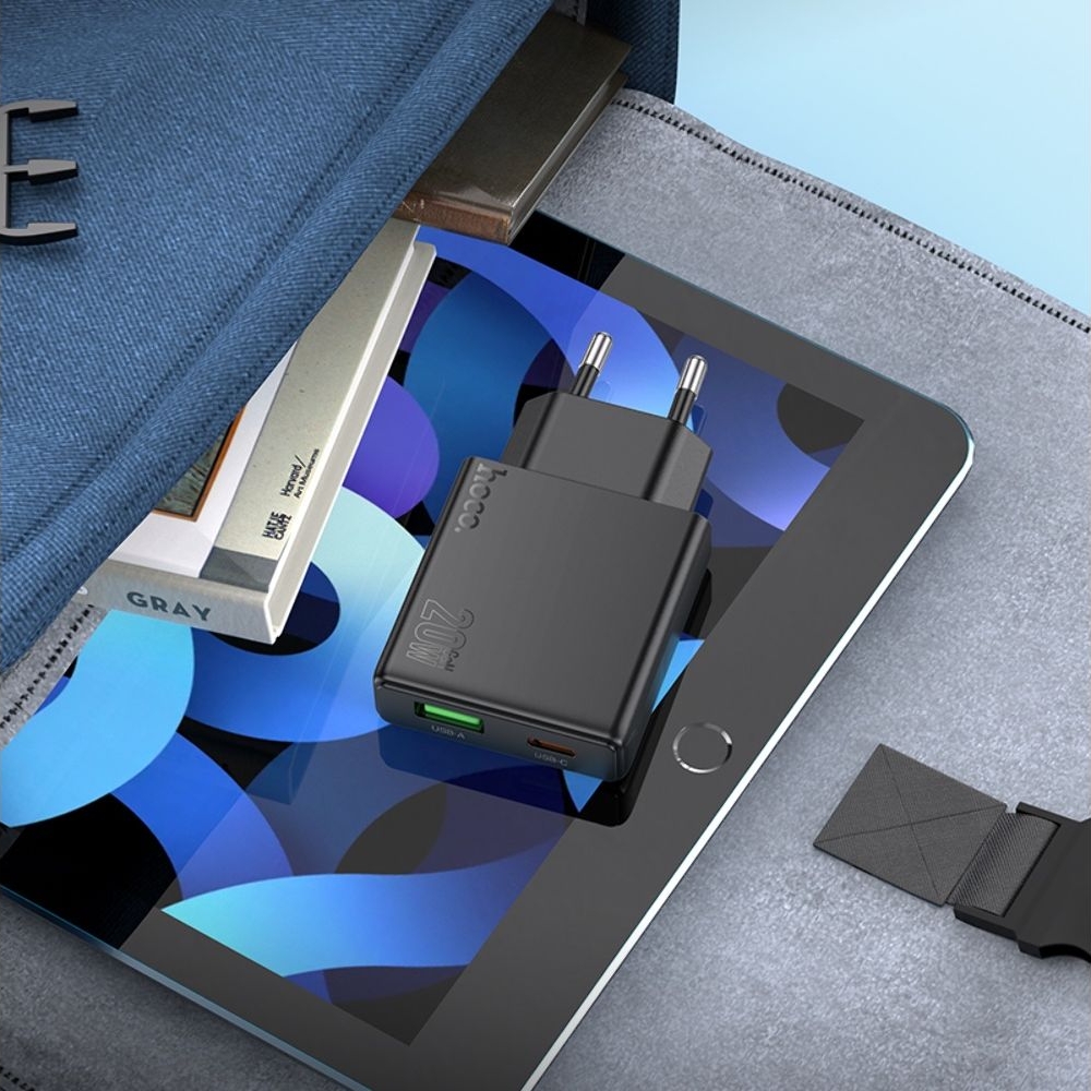 ������� �������� ���������� Hoco N38 USB/ Type-C, Quick Charge, PowerDelivery, � ������� Type-C �� Type-C, ������