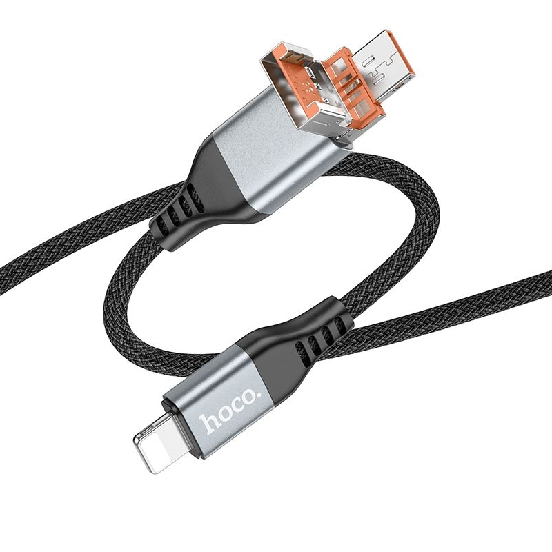 ������ Hoco U128, 2 � 1, USB/ Type-C �� Lightning, 1.2�, ������