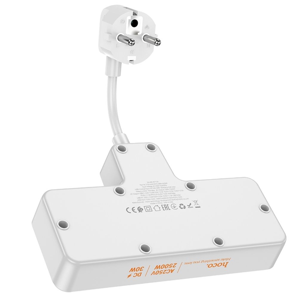 ������� �������� ���������� ���������� Hoco AC12A, 3 USB, Type-C, Power Delivery (30 ��), 2 �������, 100 ��, ������