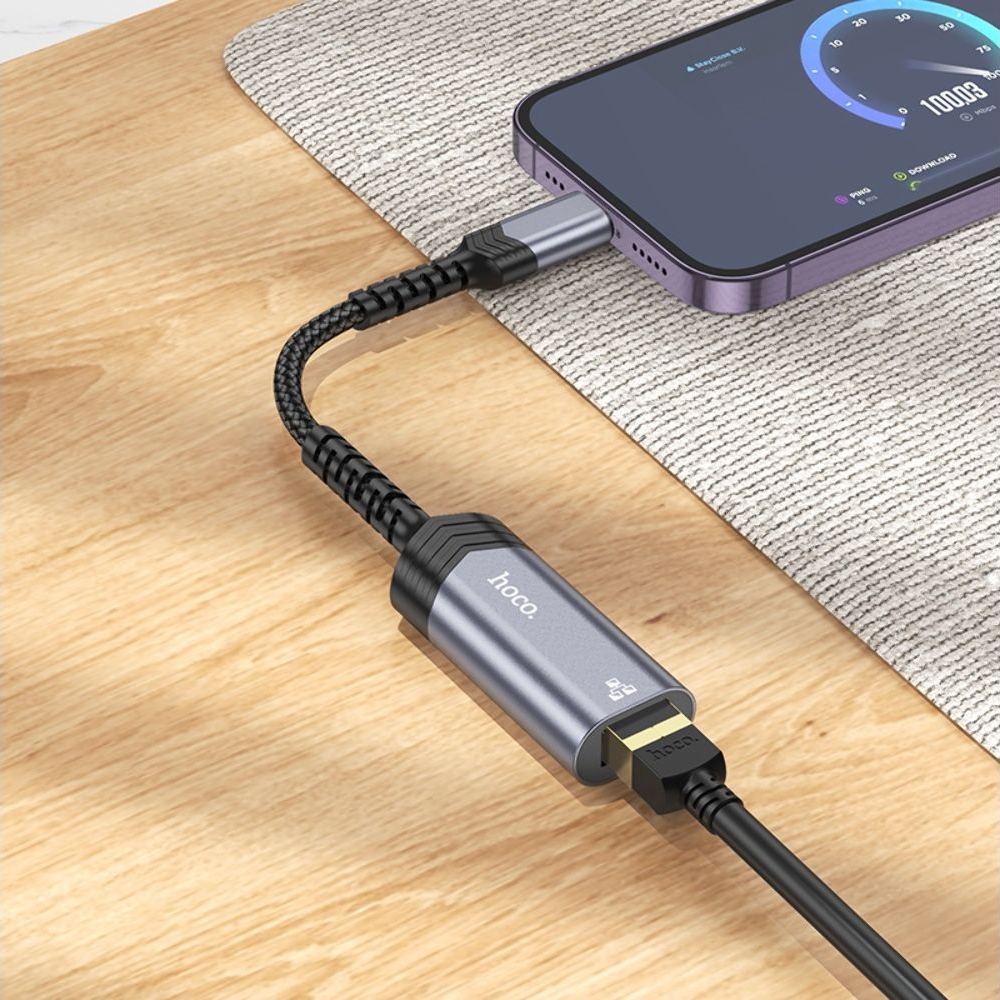 ������� ���������� Hoco UA26 100 Mbps Lightning to RJ45 metal, ����