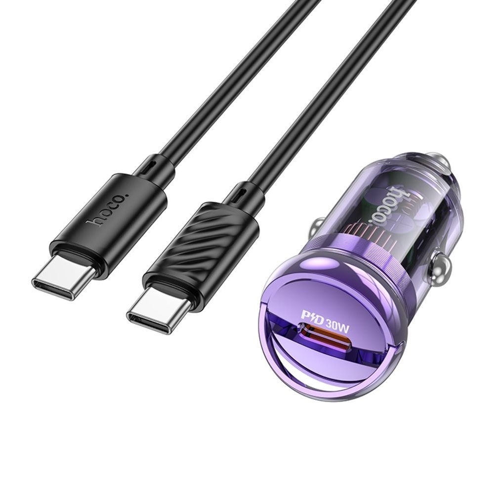 ������������� �������� ������� Hoco Z53 Type-C, Power Delivery (30 ��), transparent purple + ������ Type-C �� Type-C | �������, �������� ����������