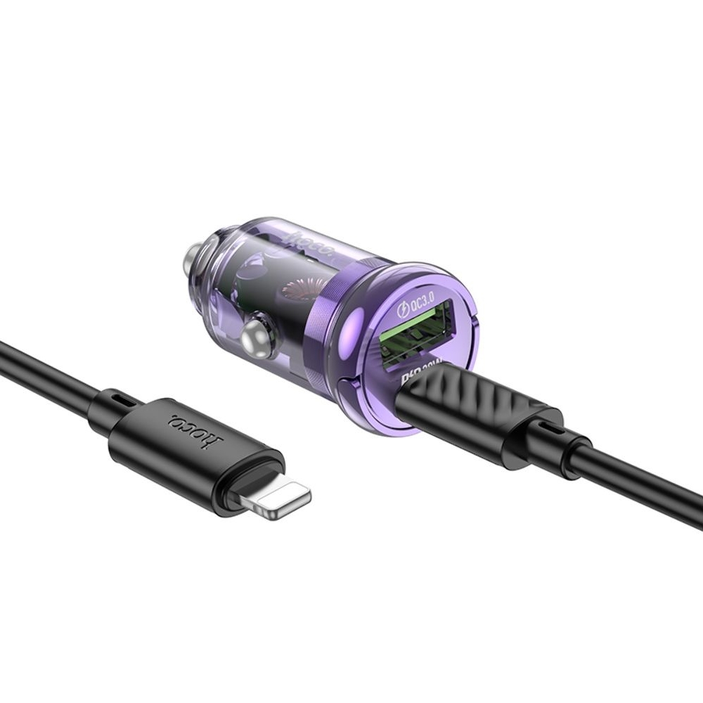 ������������� �������� ������� Hoco Z53A USB/ Type-C, Power Delivery (30 ��), Quick Charge, transparent purple + ������ Type-C �� Lightning | �������, �������� ����������