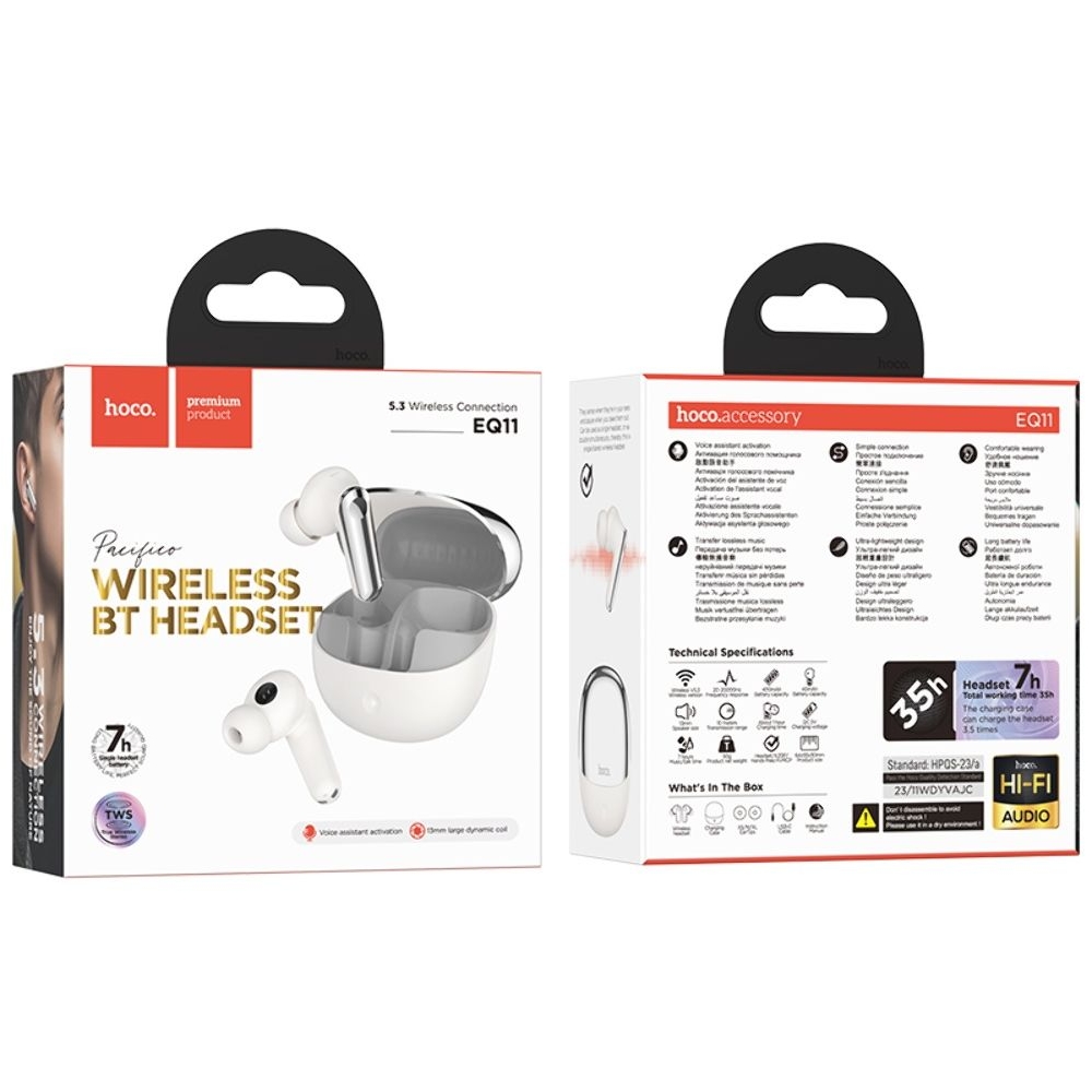 �������� ������������ ��������� Hoco EQ11 TWS milky, �����