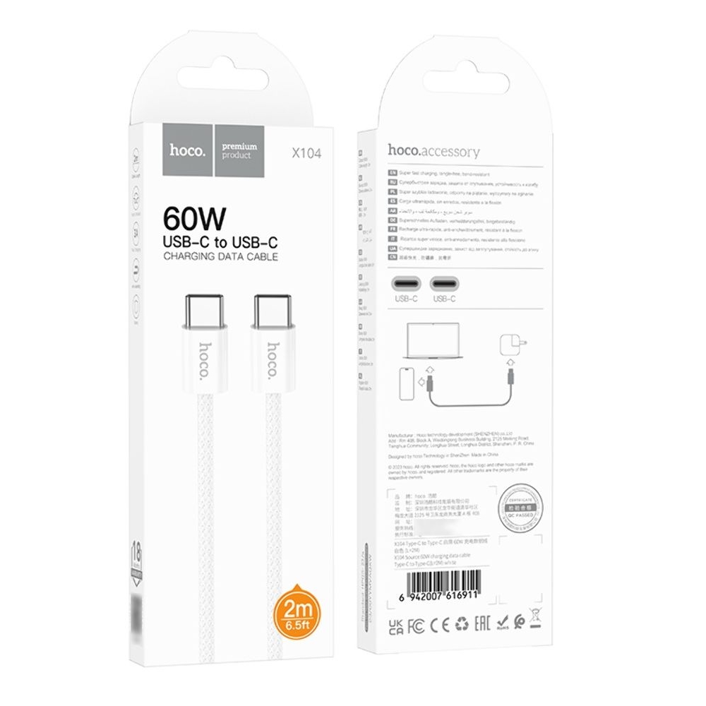 ������ Hoco X104 Type-C �� Type-C PD 60W 2m, ����