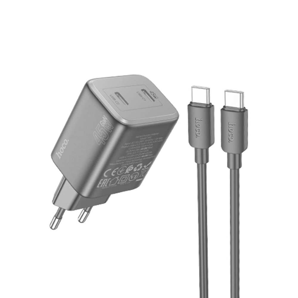 ������� �������� ���������� Hoco N42 2 Type-C Power Delivery (45 ��), ������ + ������ Type-C �� Type-C