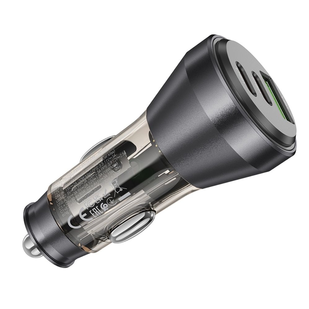 ������������� �������� ������� Hoco NZ12D, 1 USB, 2 Type-C, PD 60W transparent, ������ | �������, �������� ����������