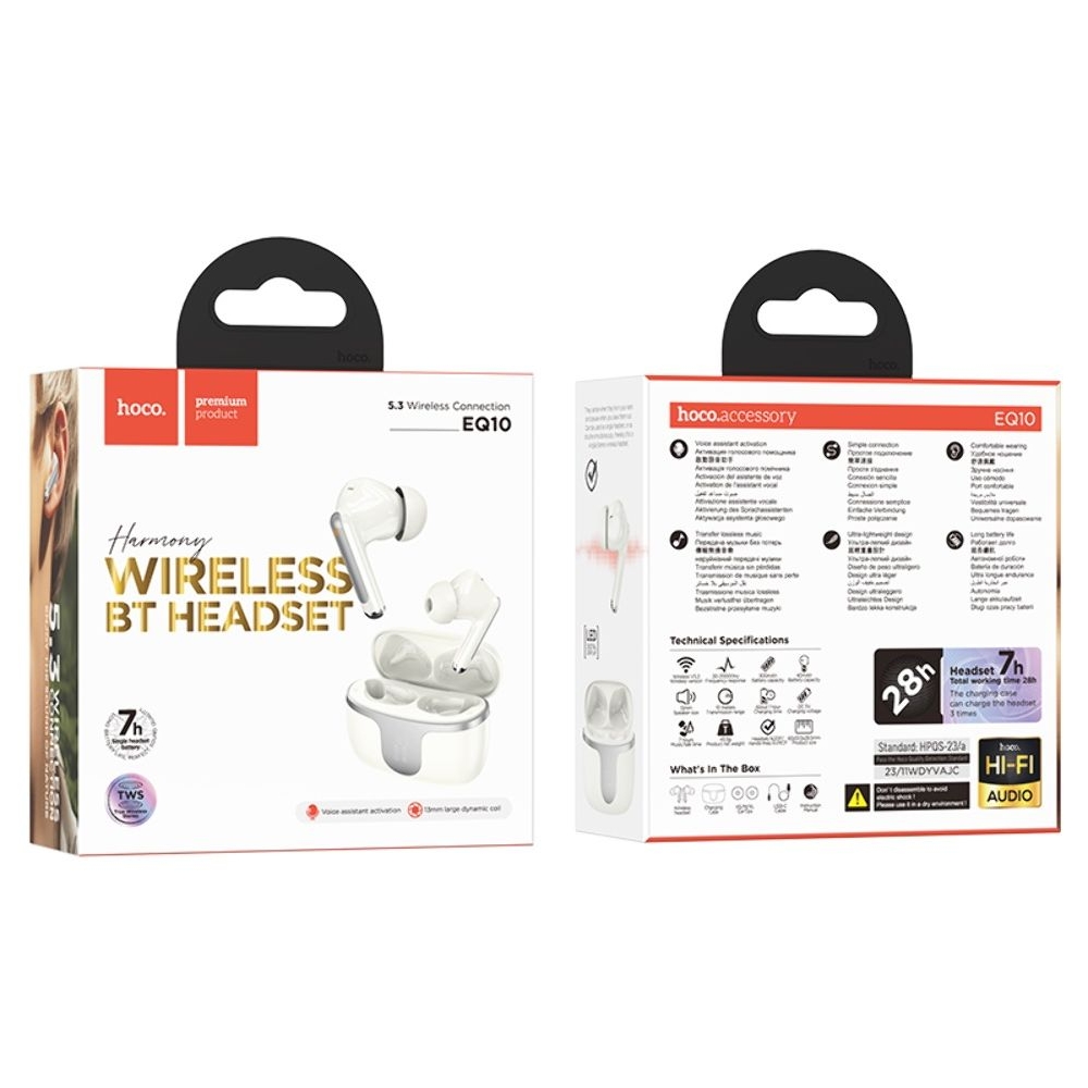 �������� ������������ ��������� Hoco EQ10 TWS milky, �����