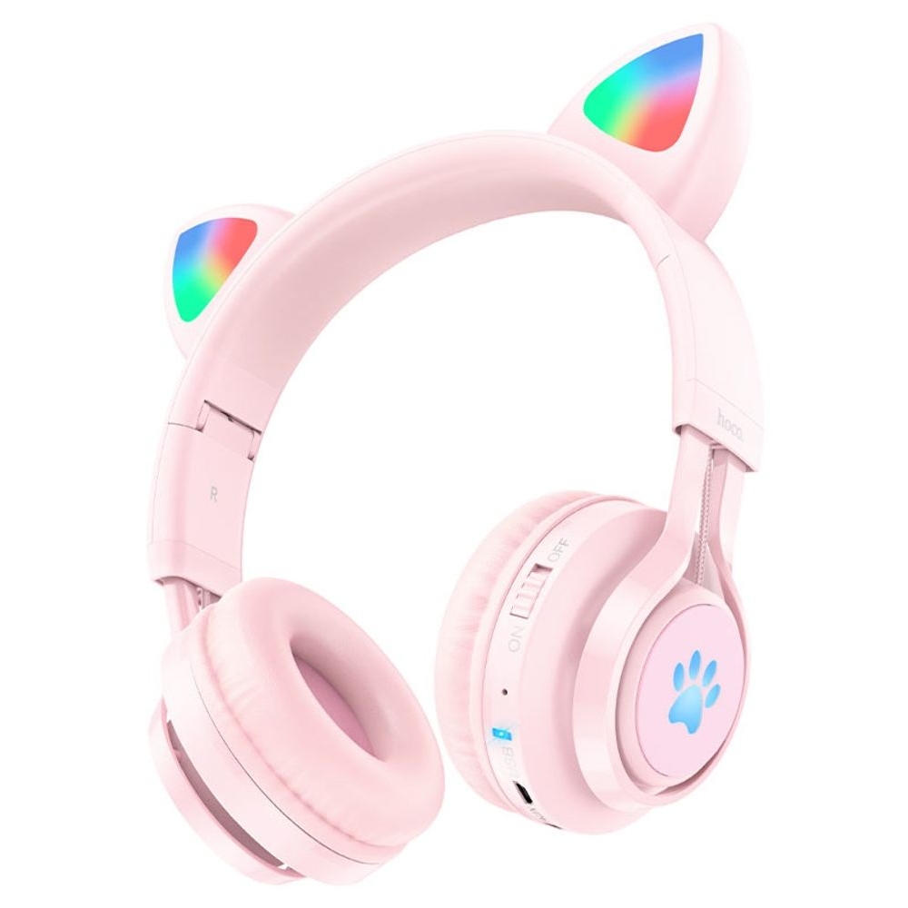 ��������� ��������� Hoco W39 Cat Ear ��������� � ������ � LED ���������� pink | ������������ ��������