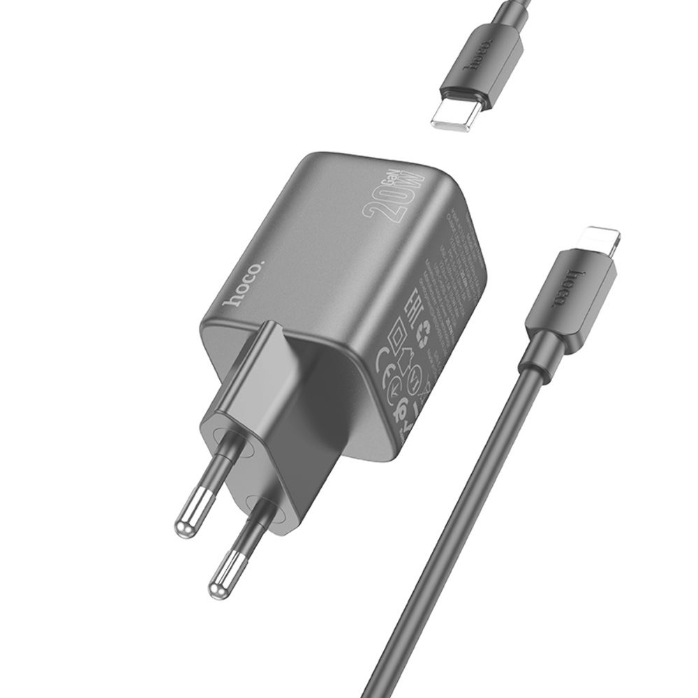 ������� �������� ���������� Hoco N41 USB/ Type-C PD QC black + ������ Type-C to Lightning