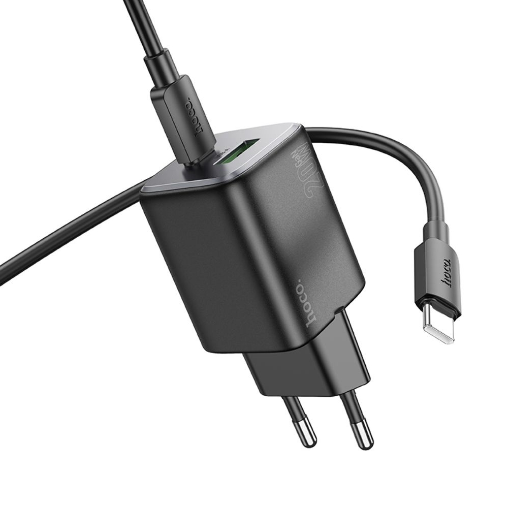 ������� �������� ���������� Hoco N41 USB/ Type-C PD QC black + ������ Type-C to Type-C