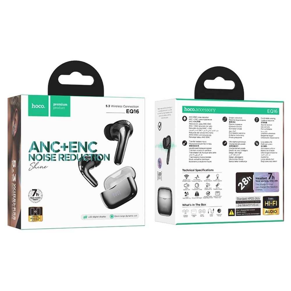 ������������ TWS �������� Hoco EQ16 ��������� black glaze