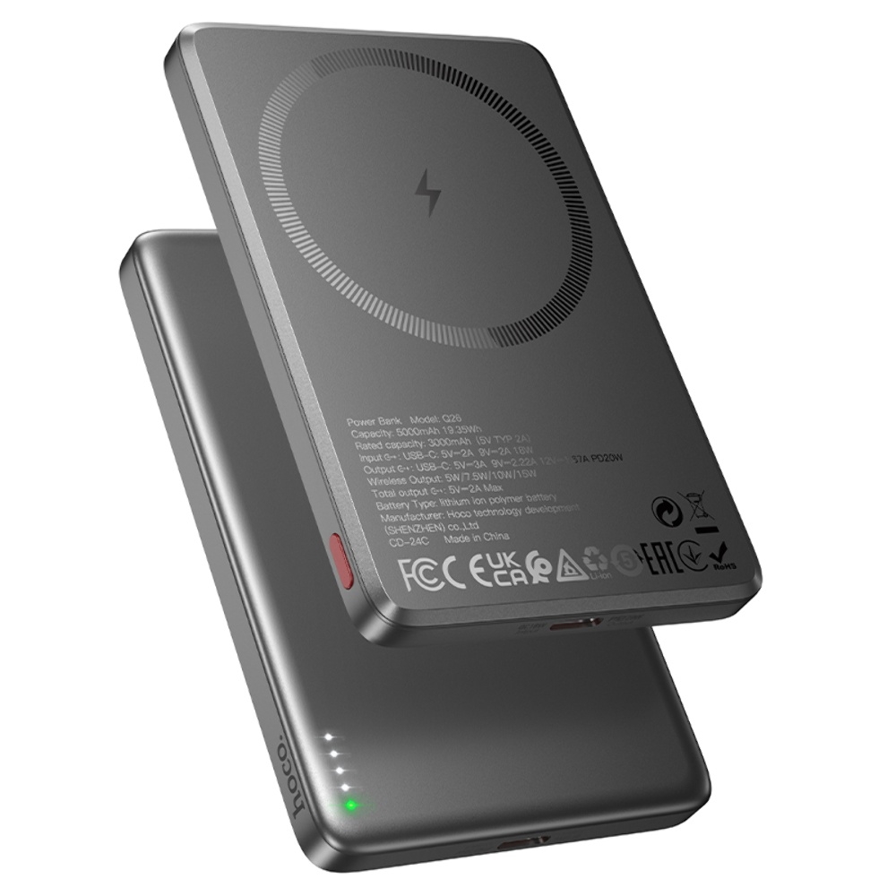 Power bank Hoco Q26 5000mAh PD 20W ��������� � �������� ������������ ������� metal gray