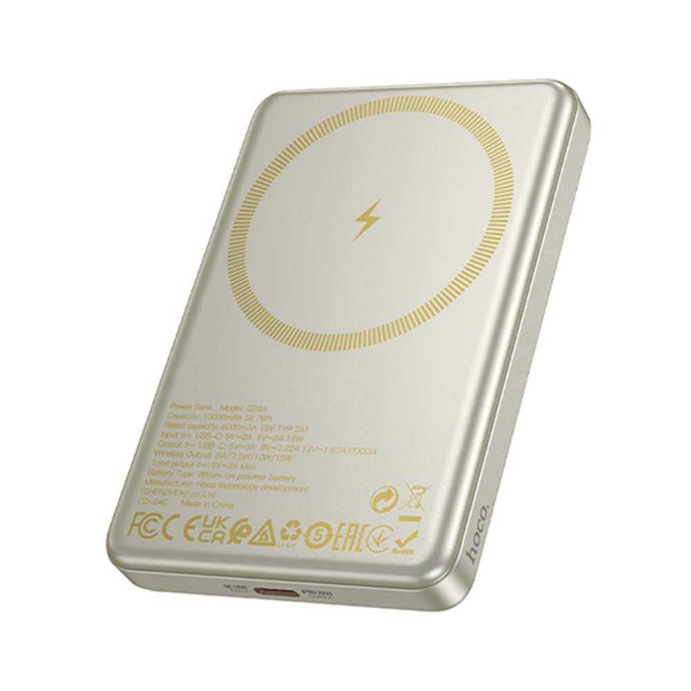 Power bank Hoco Q26A 10000mAh PD 20W ��������� � �������� ������������ ������� titanium gold