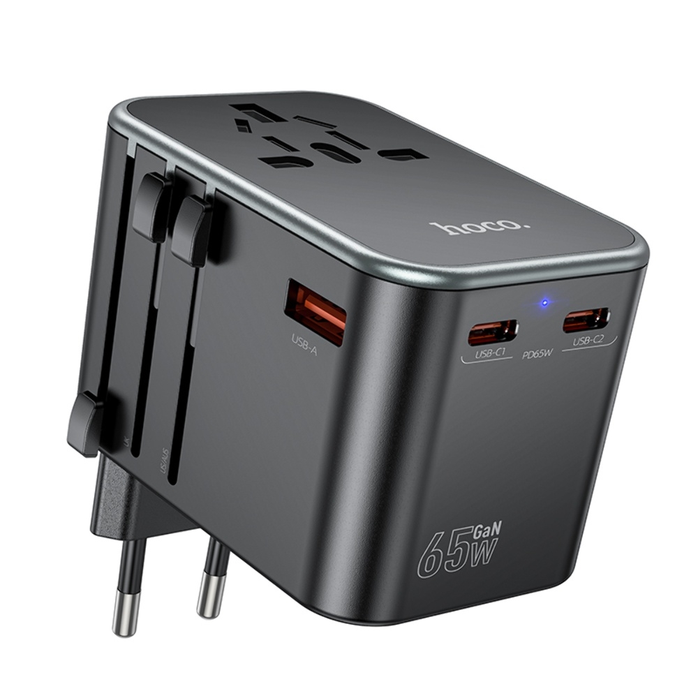 ������� �������� ���������� Hoco AC17 USB/ 2 PD Type-C 65W black