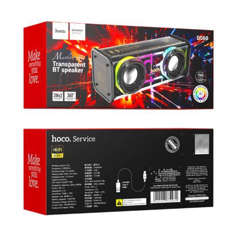 ����������� Bluetooth ������� Hoco DS60 � LED ���������� black