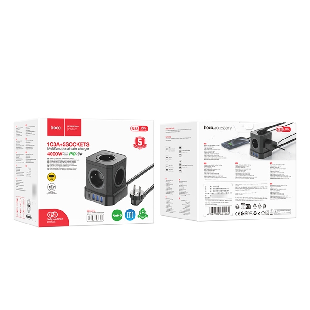 ������� �������� ���������� ���������� Hoco NS8 3 USB/ Type-C 5 ������� 2m black