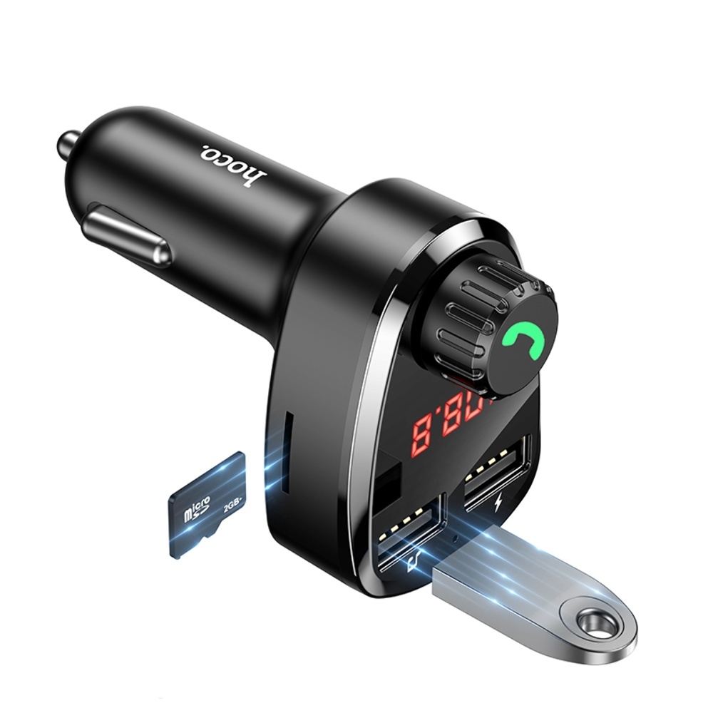 ������������� �������� ���������� Hoco DE24 2 USB c FM-����������� black