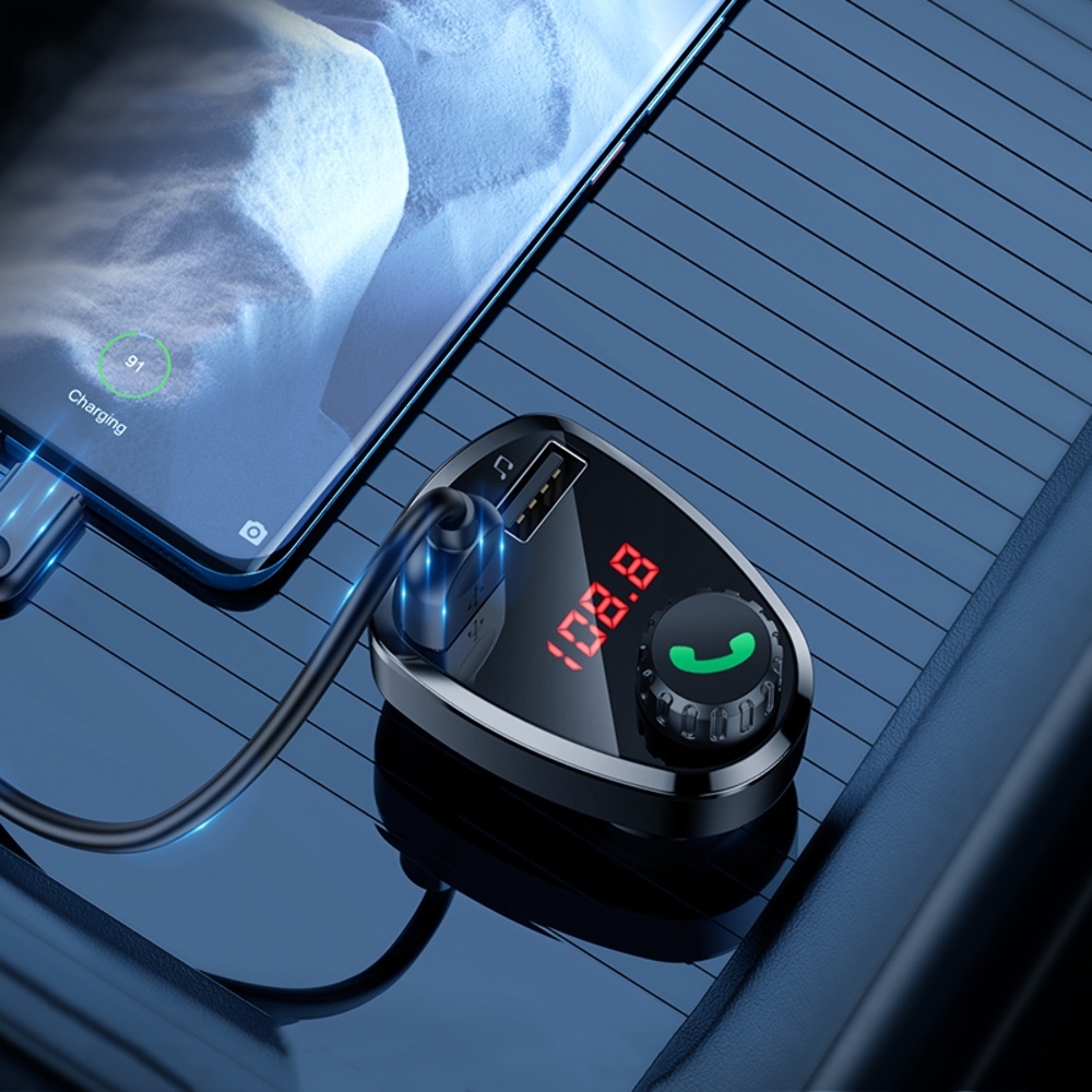 ������������� �������� ���������� Hoco DE24 2 USB c FM-����������� black