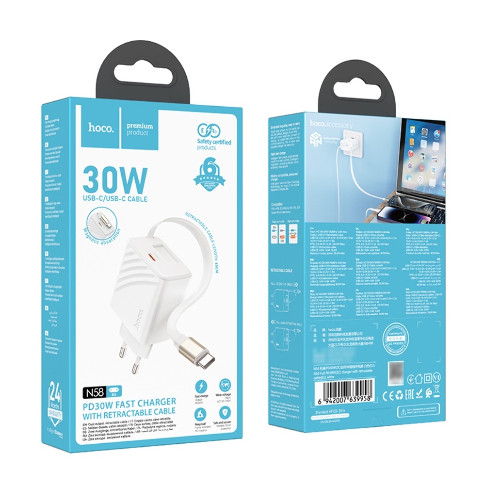 ������� �������� ���������� Hoco N58 Type-C PD 30W + ������ Type-C white