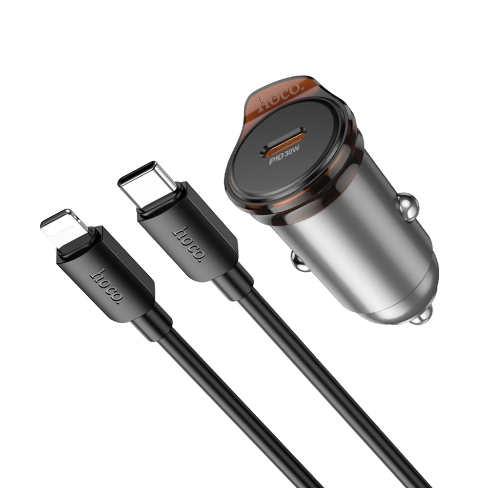 ������������� �������� ���������� Hoco NZ16 Type-C PD 30W metal grey + ������ Type-C to Lightning