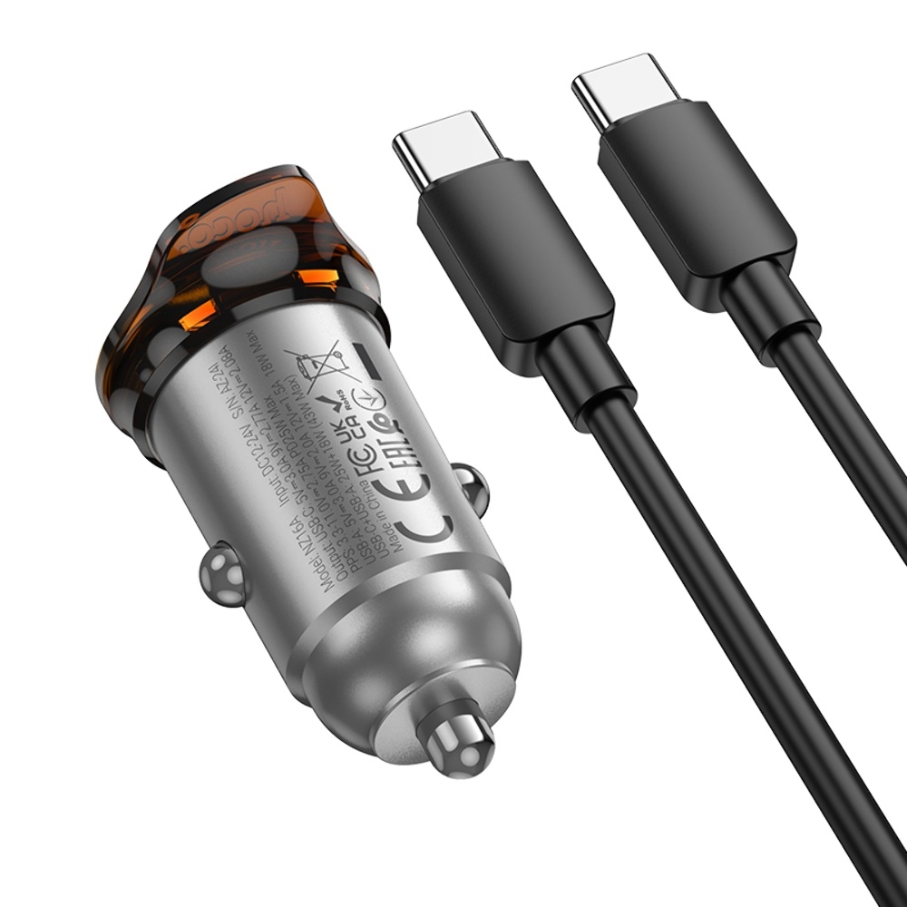 ������������� �������� ���������� Hoco NZ16A USB/ Type-C 43W PD QC 25W metal grey + ������ Type-C to Type-C