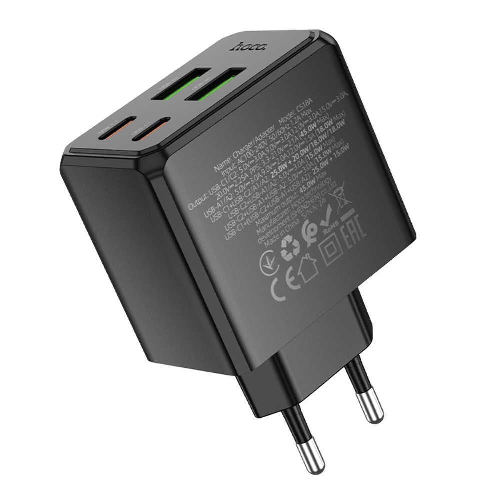 ������� �������� ���������� Hoco CS18A 2 USB/ 2 Type-C PD 45W black