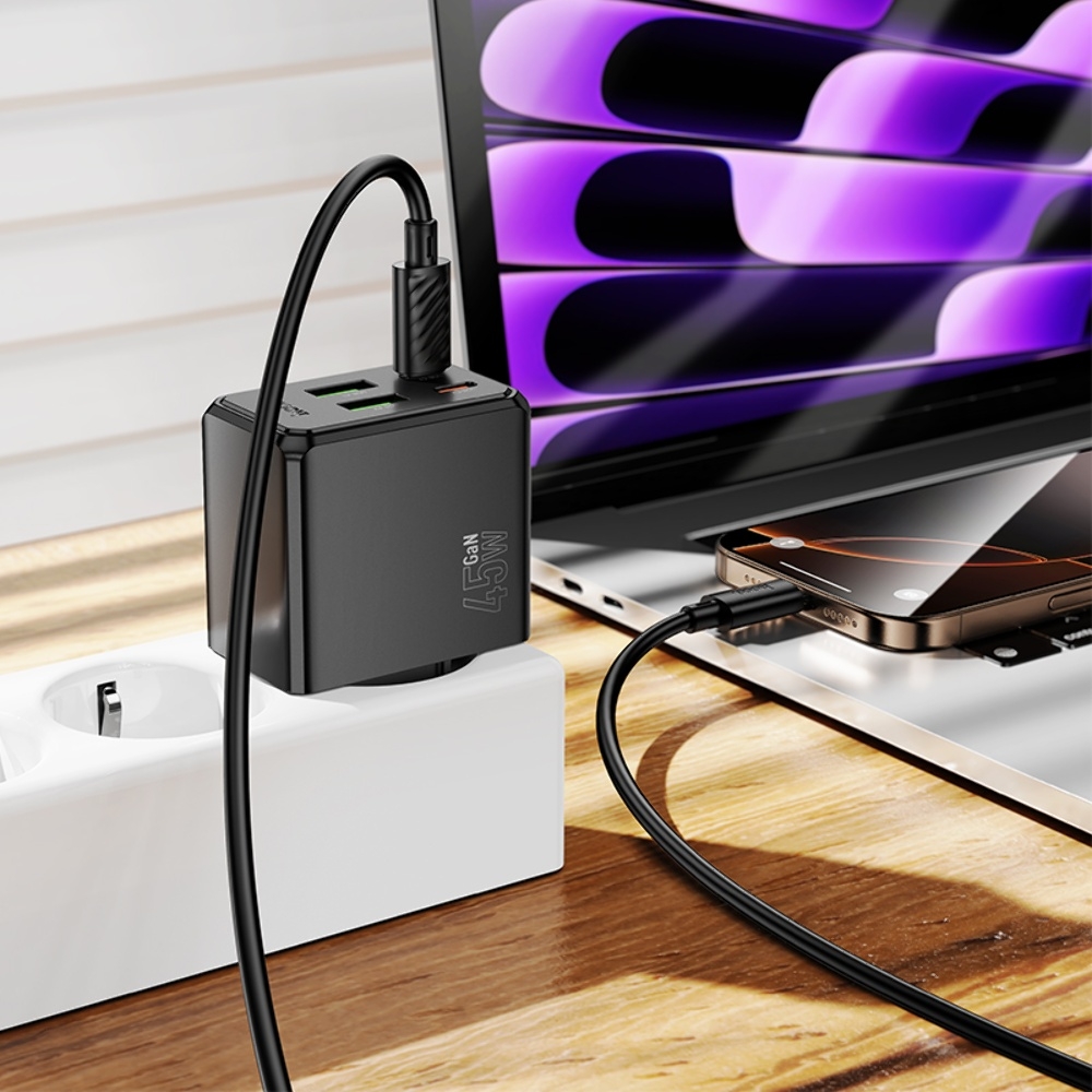 ������� �������� ���������� Hoco CS18A 2 USB/ 2 Type-C PD 45W black