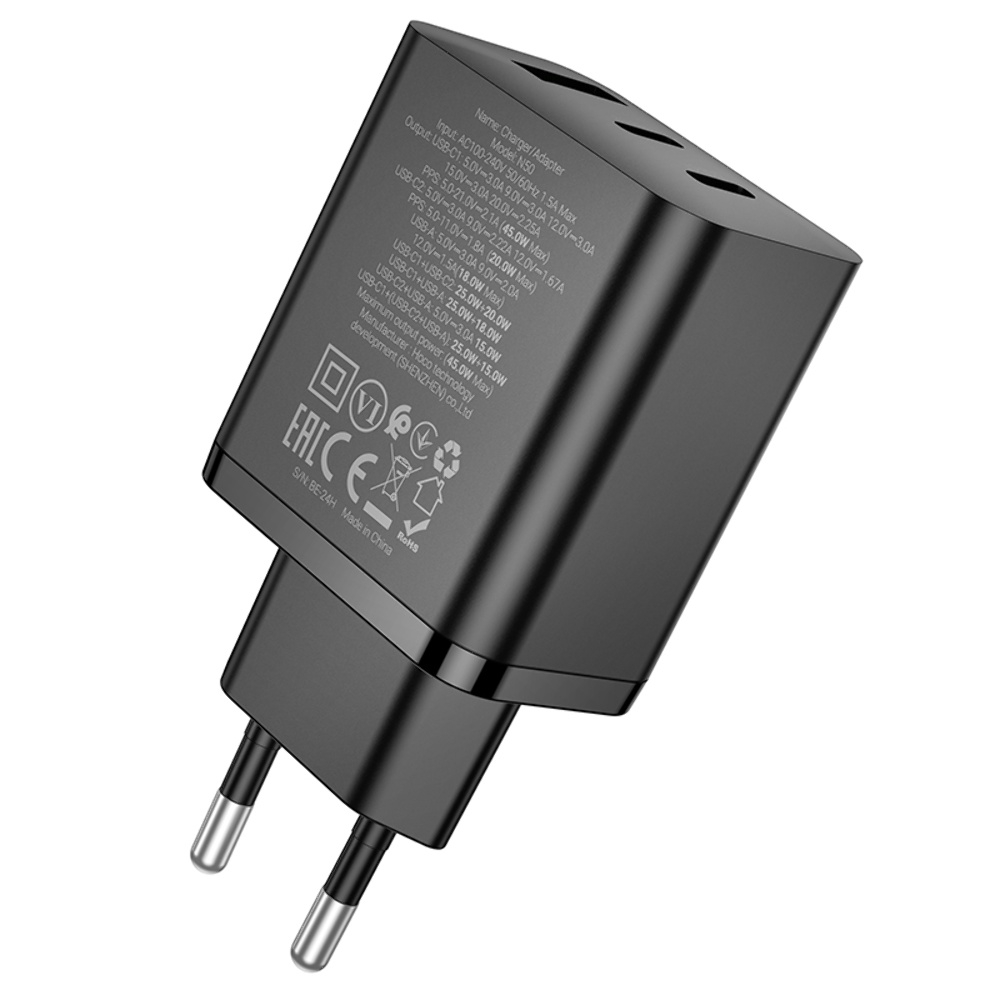 ������� �������� ���������� Hoco N50 USB/ 2 Type-C PD 45W black