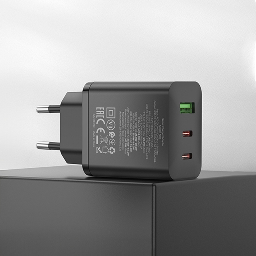 ������� �������� ���������� Hoco N50 USB/ 2 Type-C PD 45W black