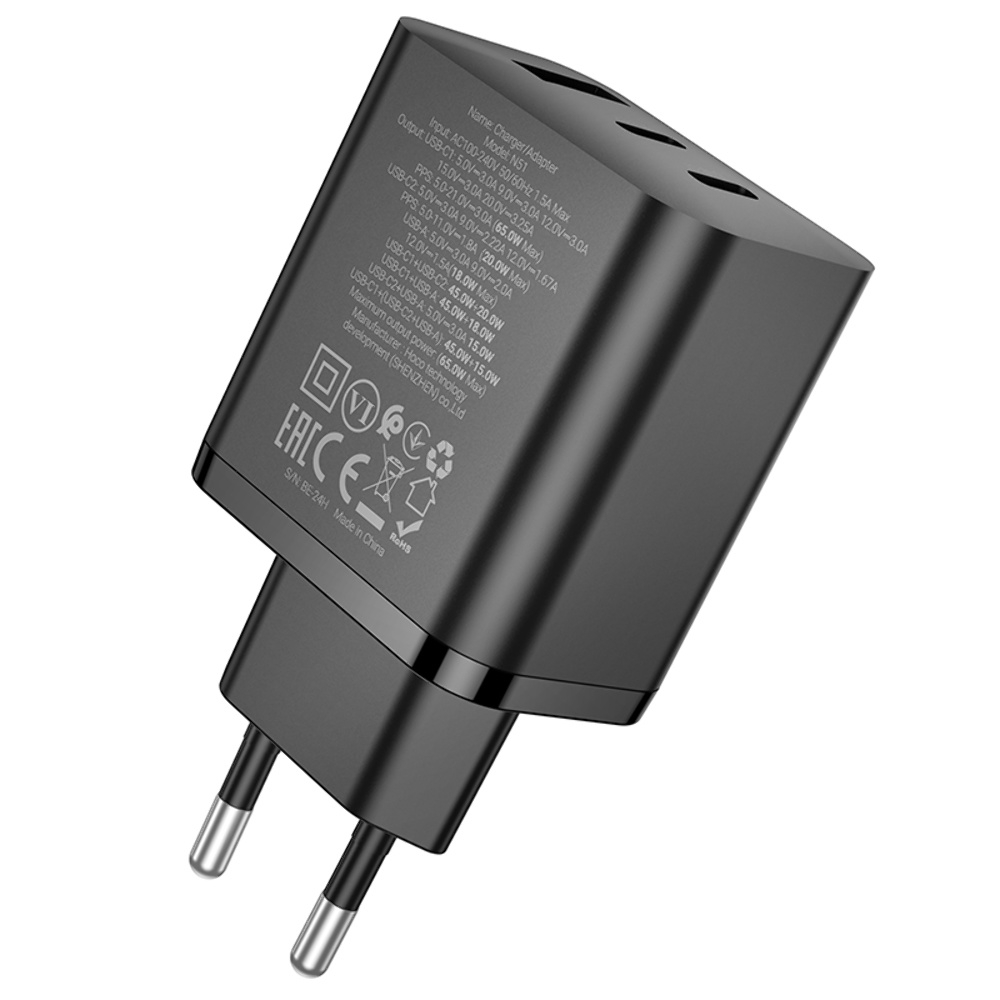 ������� �������� ���������� Hoco N51 USB/ 2 Type-C PD 65W black