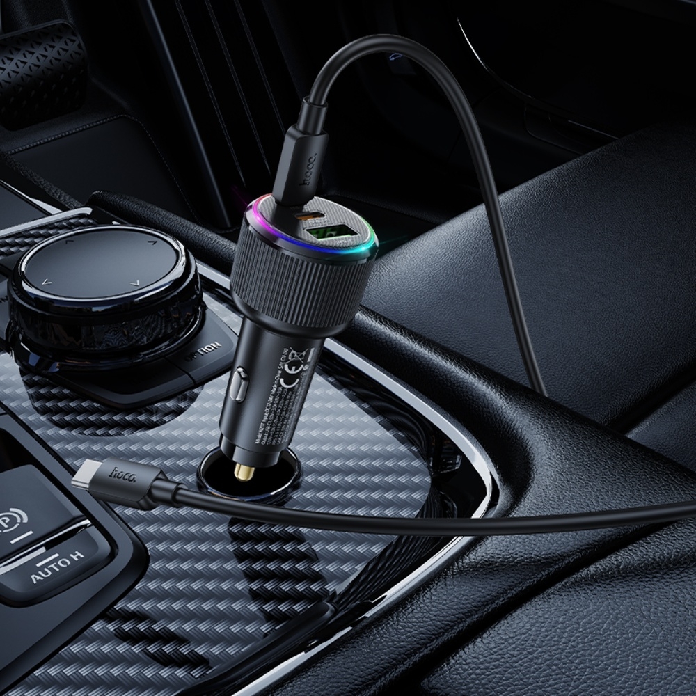 ������������� �������� ���������� Hoco NZ17 USB/ 2 Type-C PD 75W black + ������ Type-C to Type-C