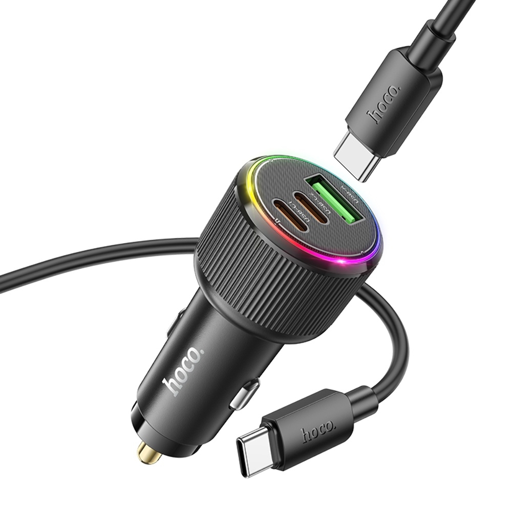 ������������� �������� ���������� Hoco NZ17 USB/ 2 Type-C PD 75W black + ������ Type-C to Type-C