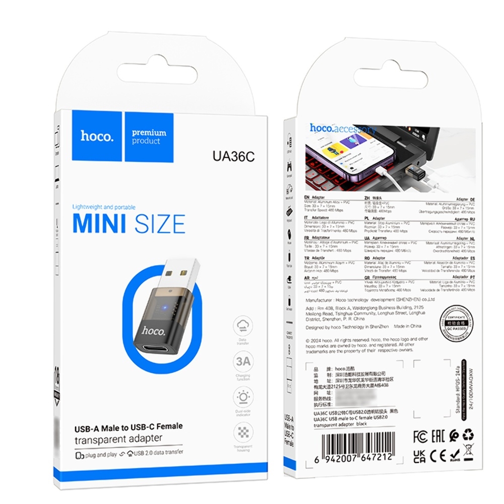 ������� ���������� Hoco UA36C USB to Type-C black