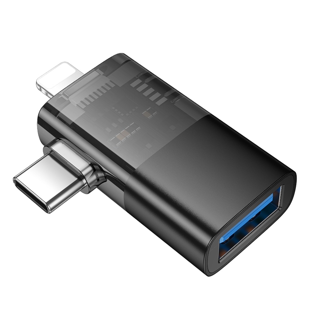 ������� ���������� Hoco UA36E 2�1 Lightning/ Type-C to USB black