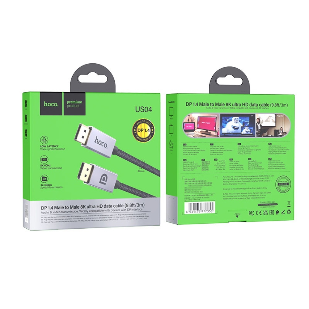 �������������� ������ Hoco US04 8K DisplayPort 1.4 3m ������