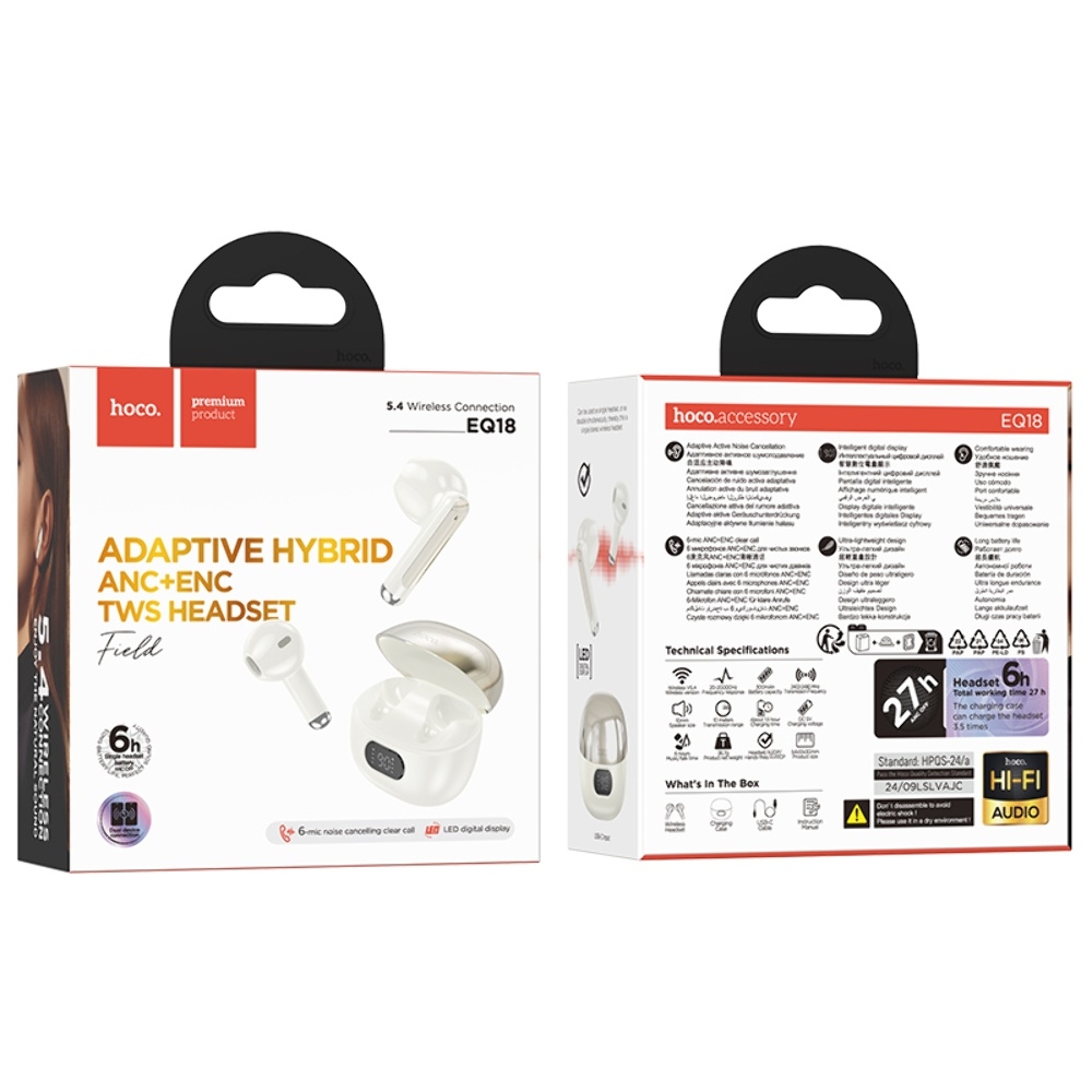 ������������ TWS �������� Hoco EQ18 �������� milky white