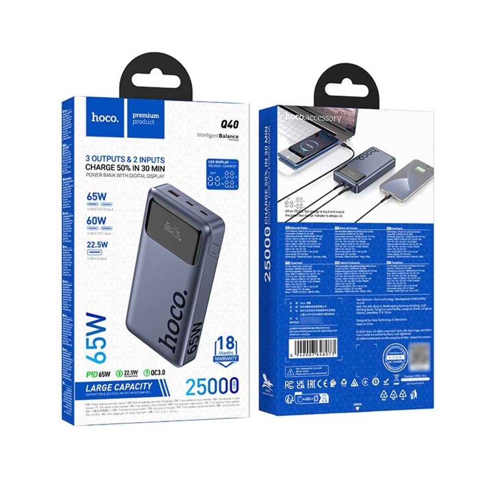 Power bank Hoco Q40 25000mAh PD 65W � �������� metal gray