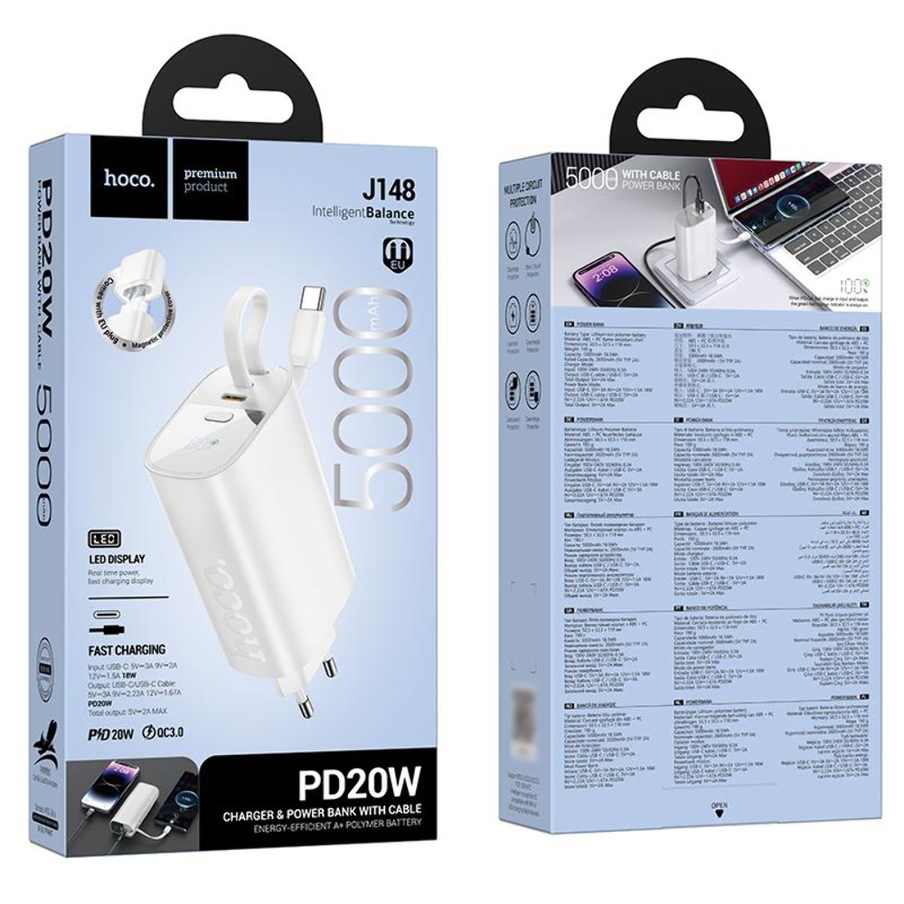 ������� �������� ���������� Hoco J148 �� ���������� Power Bank 5000mAh PD 20W+ ������ Type-C white