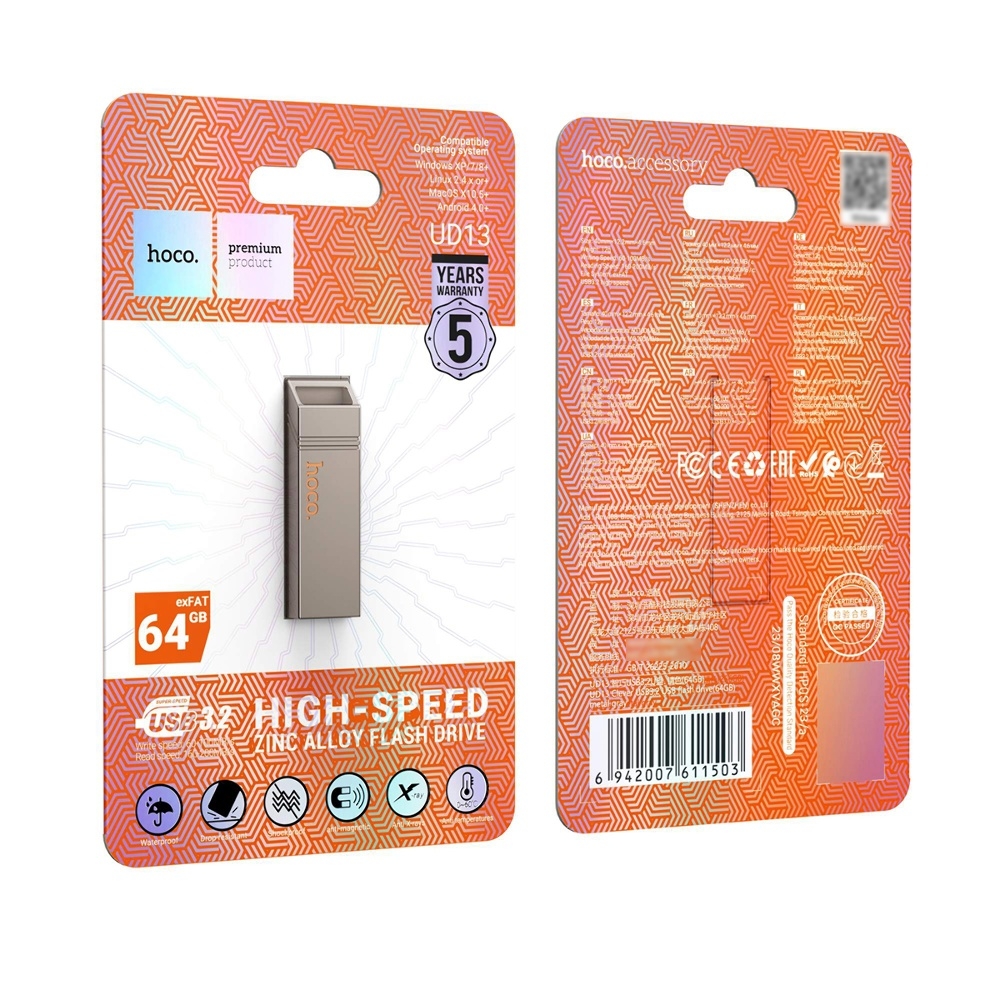 USB ���������� Hoco UD13 64GB Wise Type-C/ USB3.2 metal gray