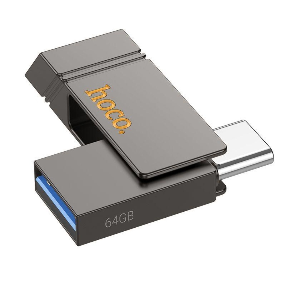 USB ���������� Hoco UD14 64GB Wise Type-C/ USB3.2 + mini flash drive metal gray