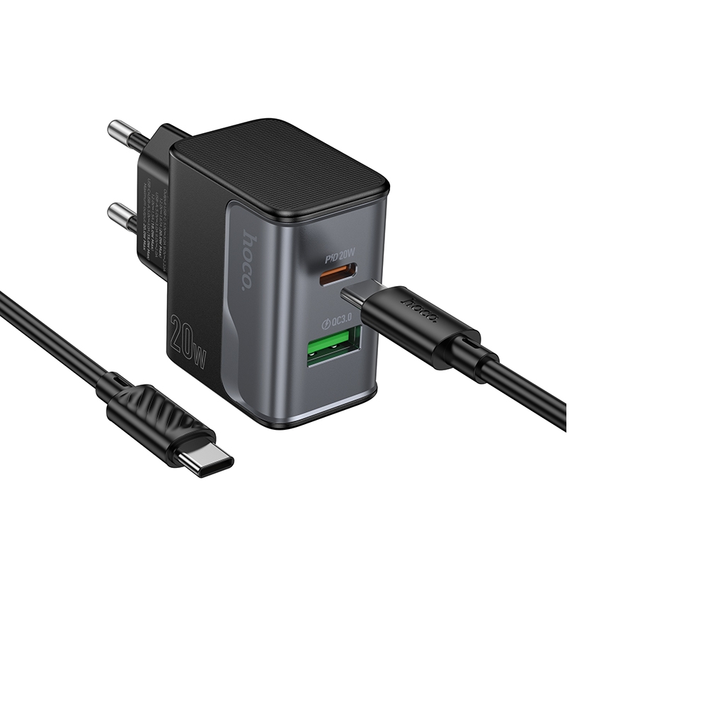 ������� �������� ���������� Hoco CS71A USB/ Type-C PD QC midnight black + ������ Type-C to Type-C