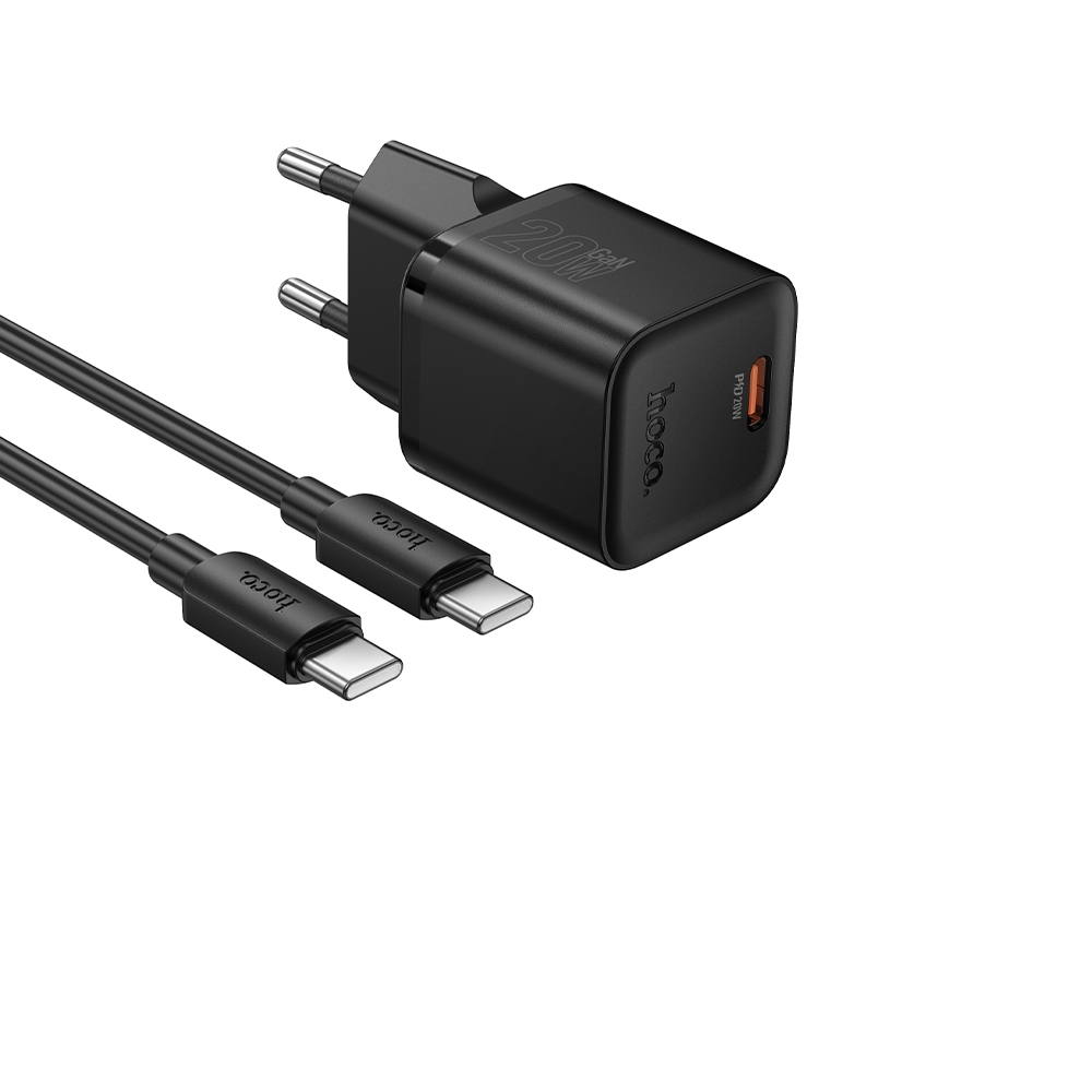 ������� �������� ���������� Hoco N64 Type-C PD black + ������ Type-C to Type-C
